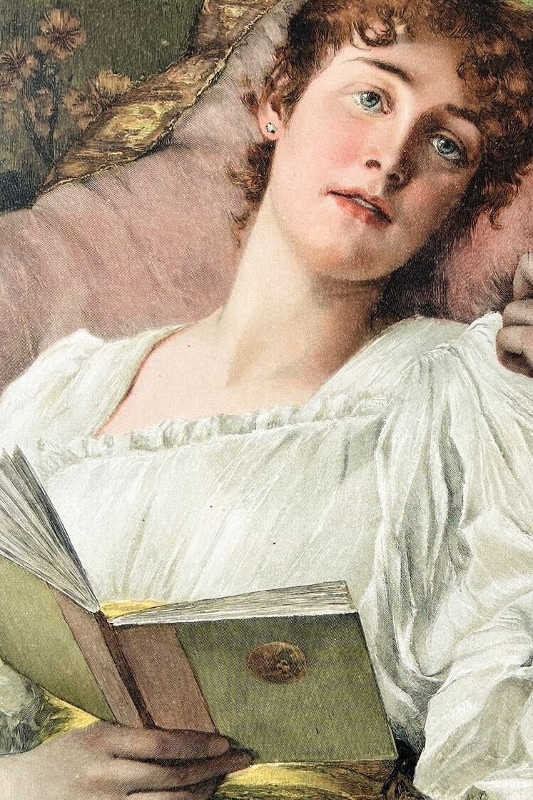 retro woman reading a book