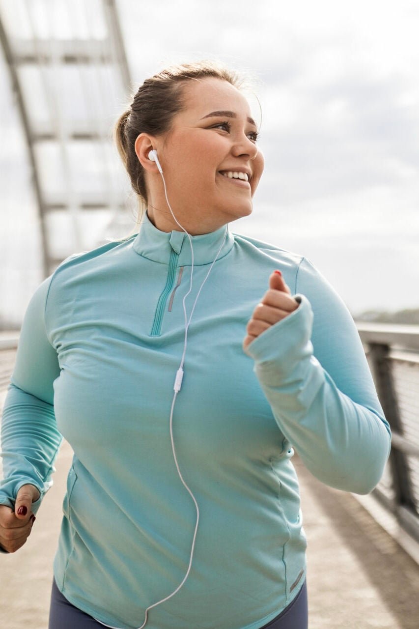 A woman running outside
