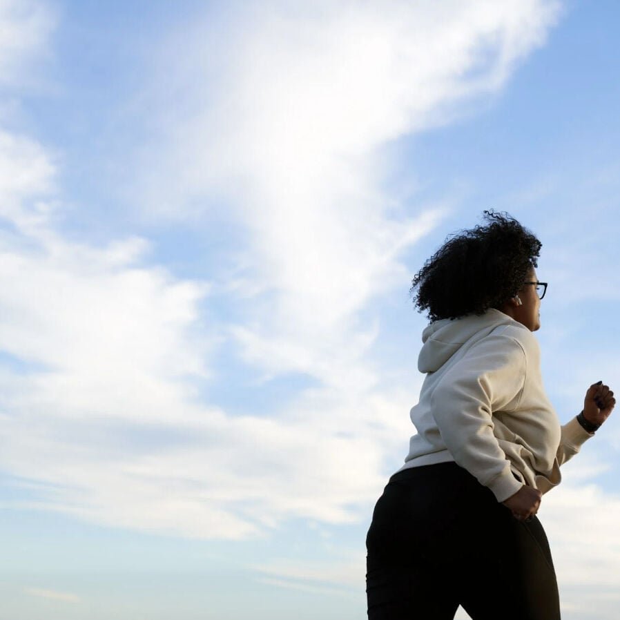 Woman running outside