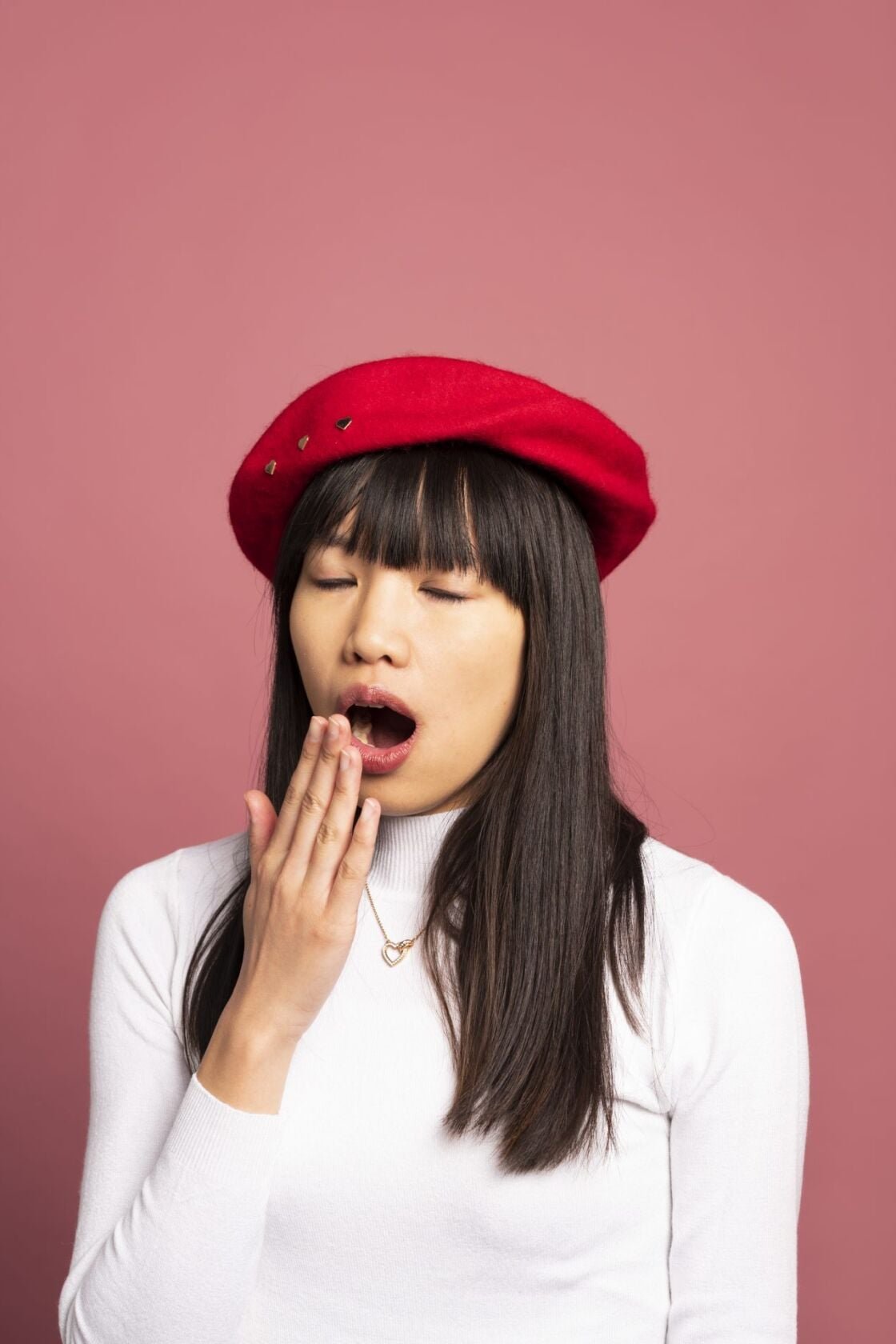 Woman yawning
