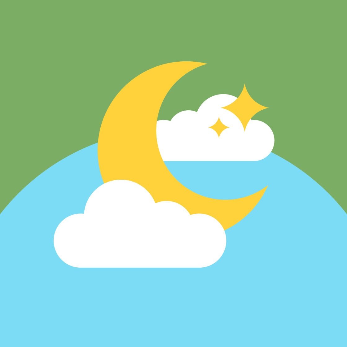 A moon and stars to symbolise sleep