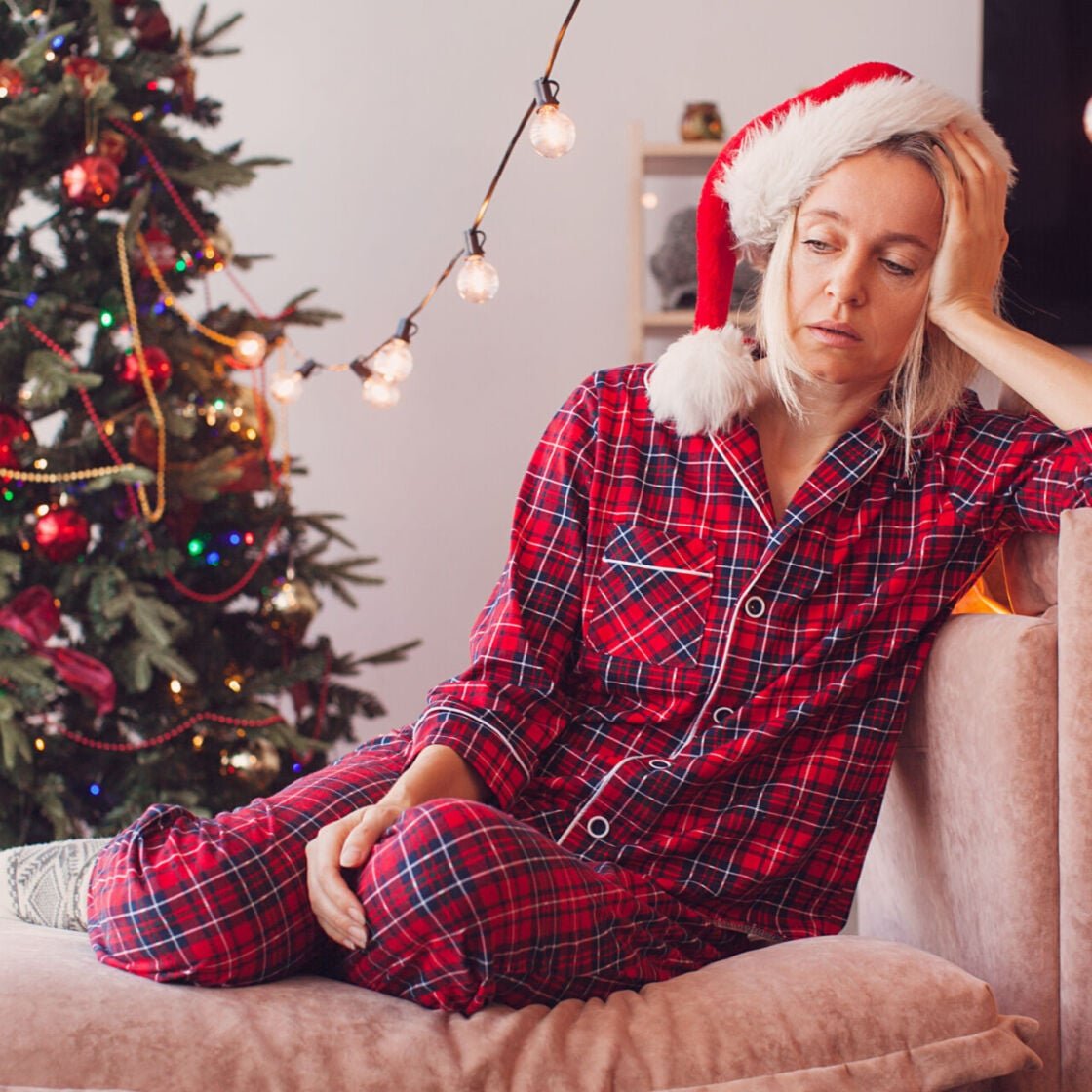 Tired woman at christmas