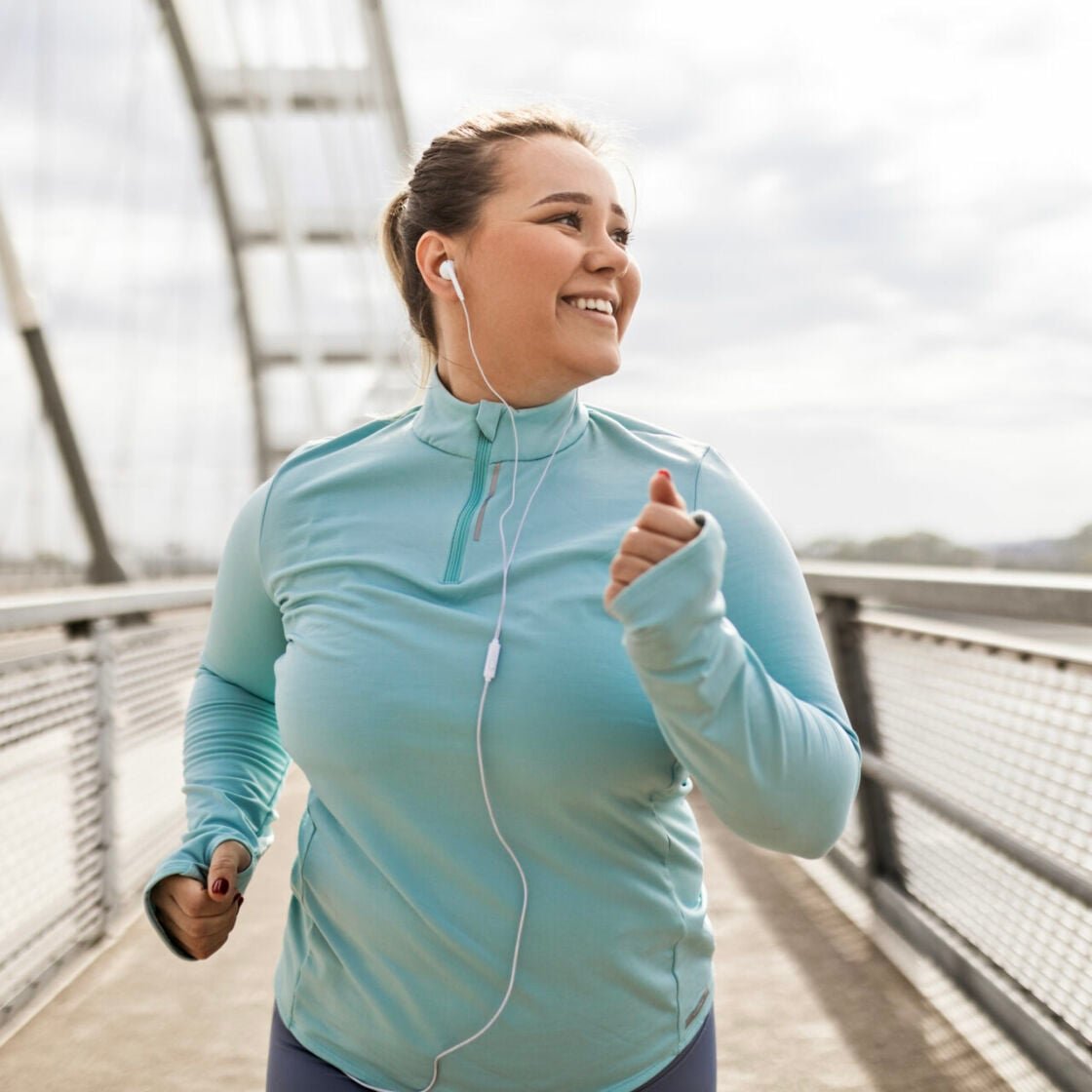 A woman running outside