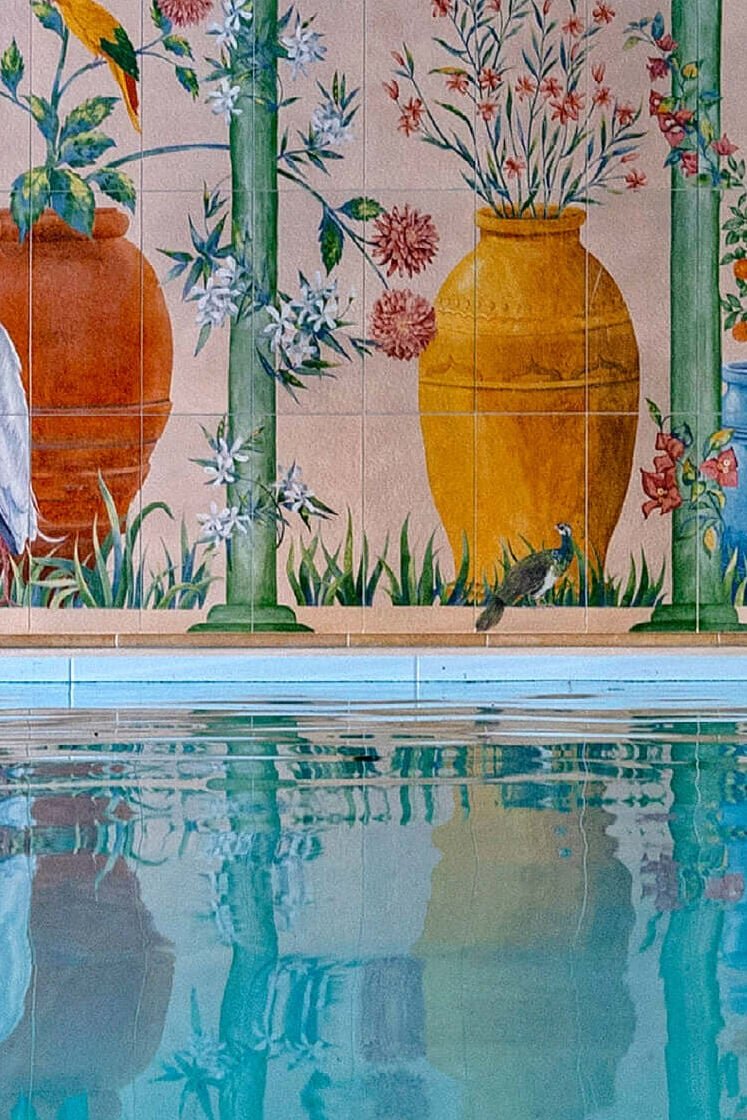 Jesse’s House pool and bird mural
