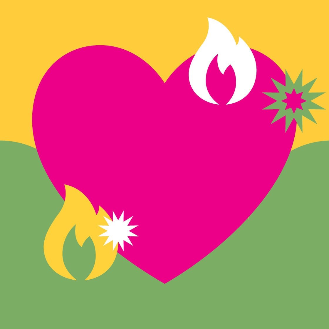 A heart with flames