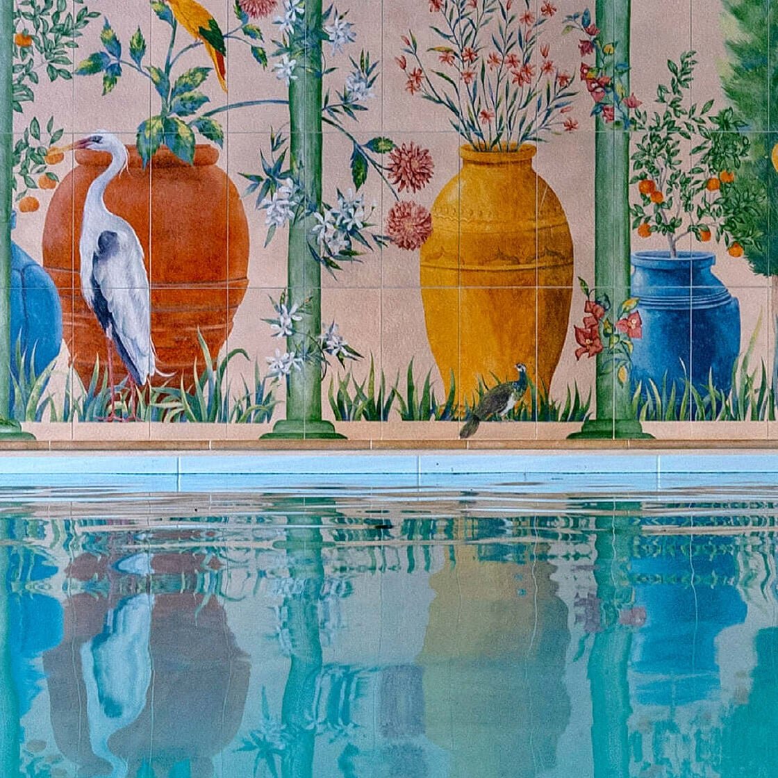 Jesse’s House pool and bird mural