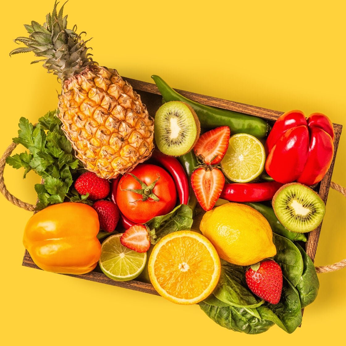 A basket of fruit and vegetables
