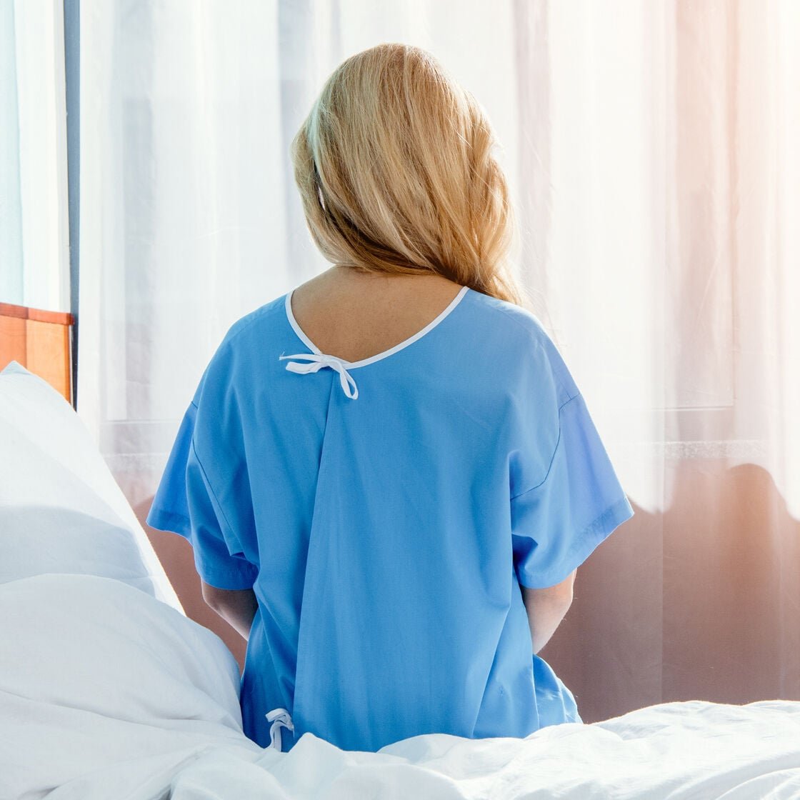 Woman in hospital