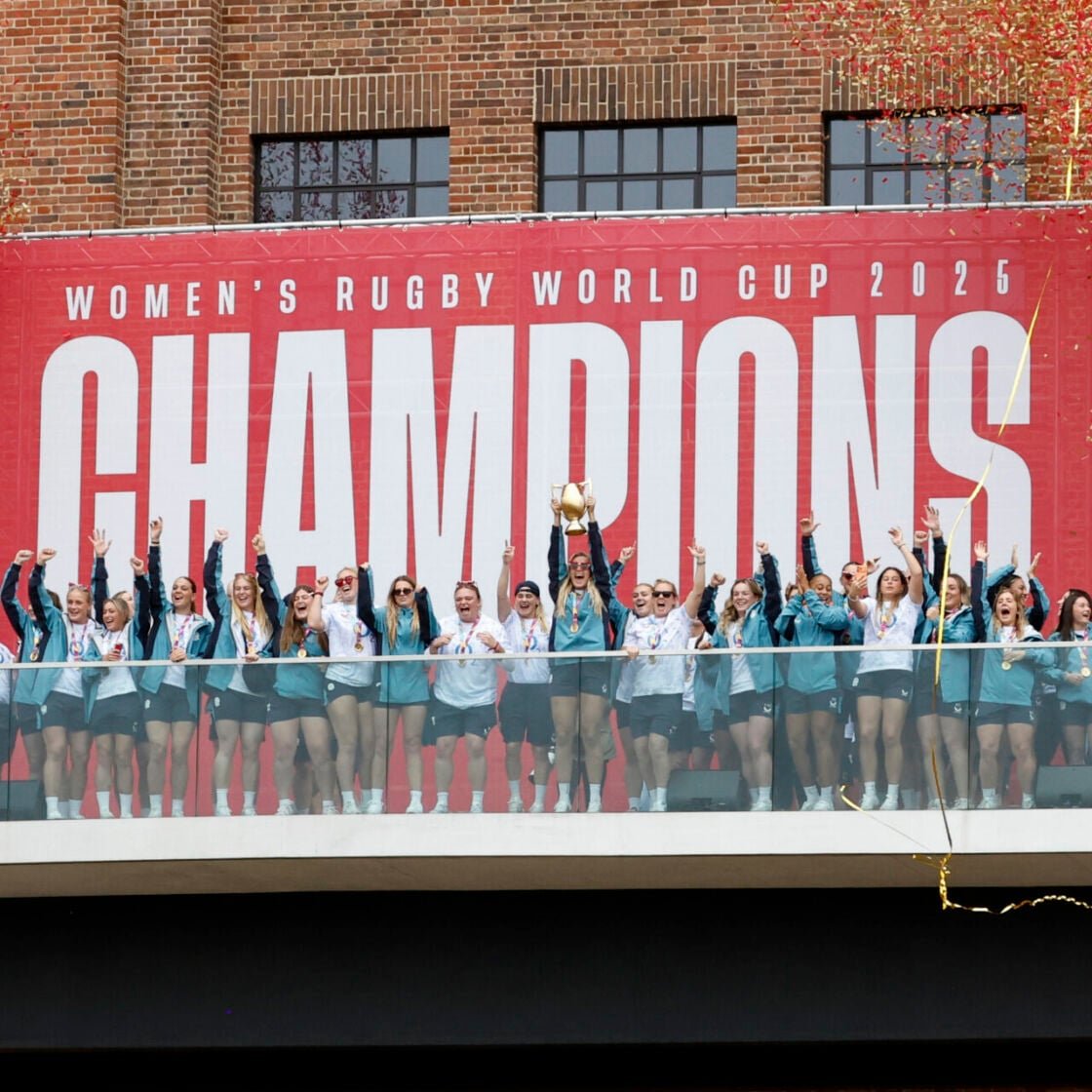 The Red Roses at their victory celebration
