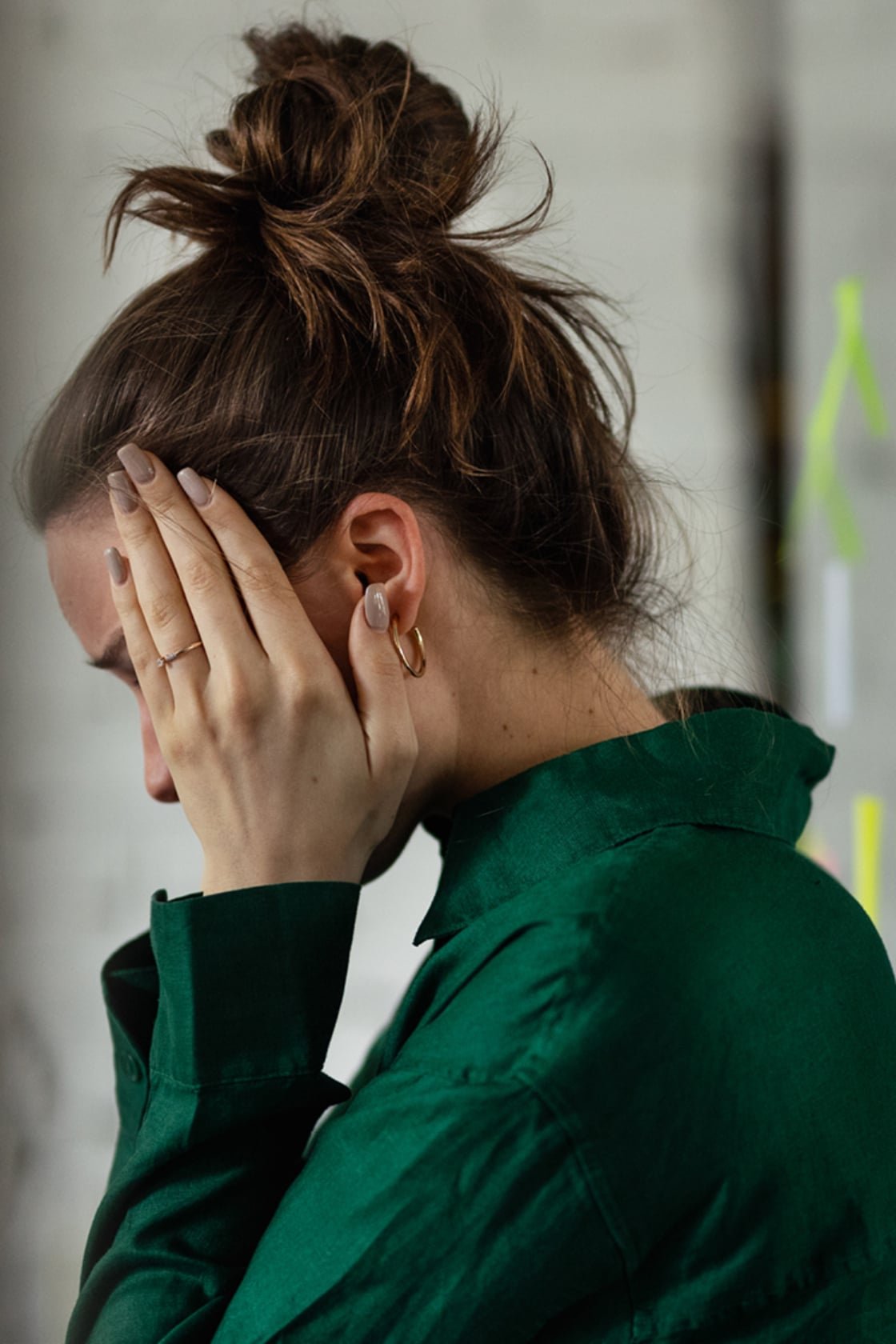 Sad woman in office
