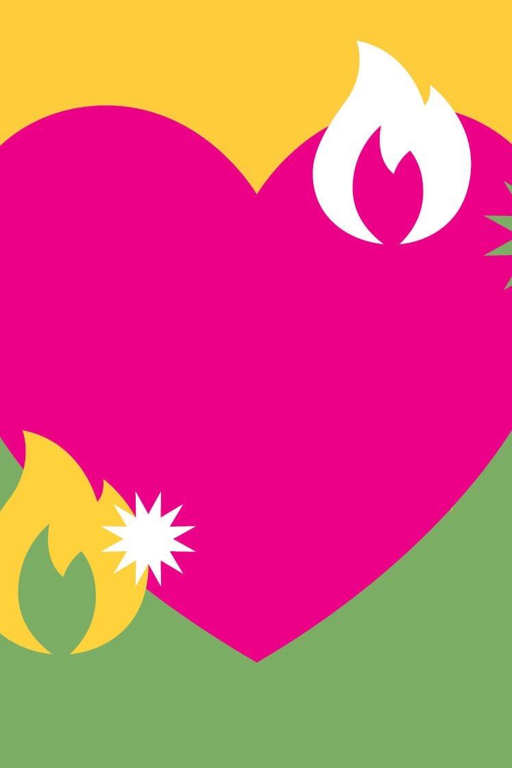 A heart with flames