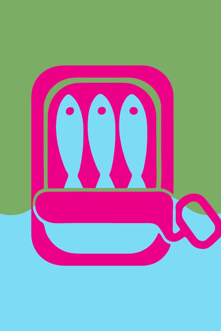 A graphic of tinned sardines