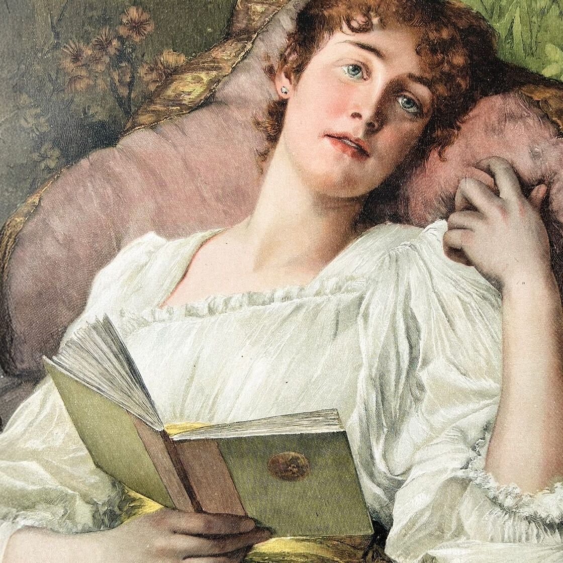 retro woman reading a book