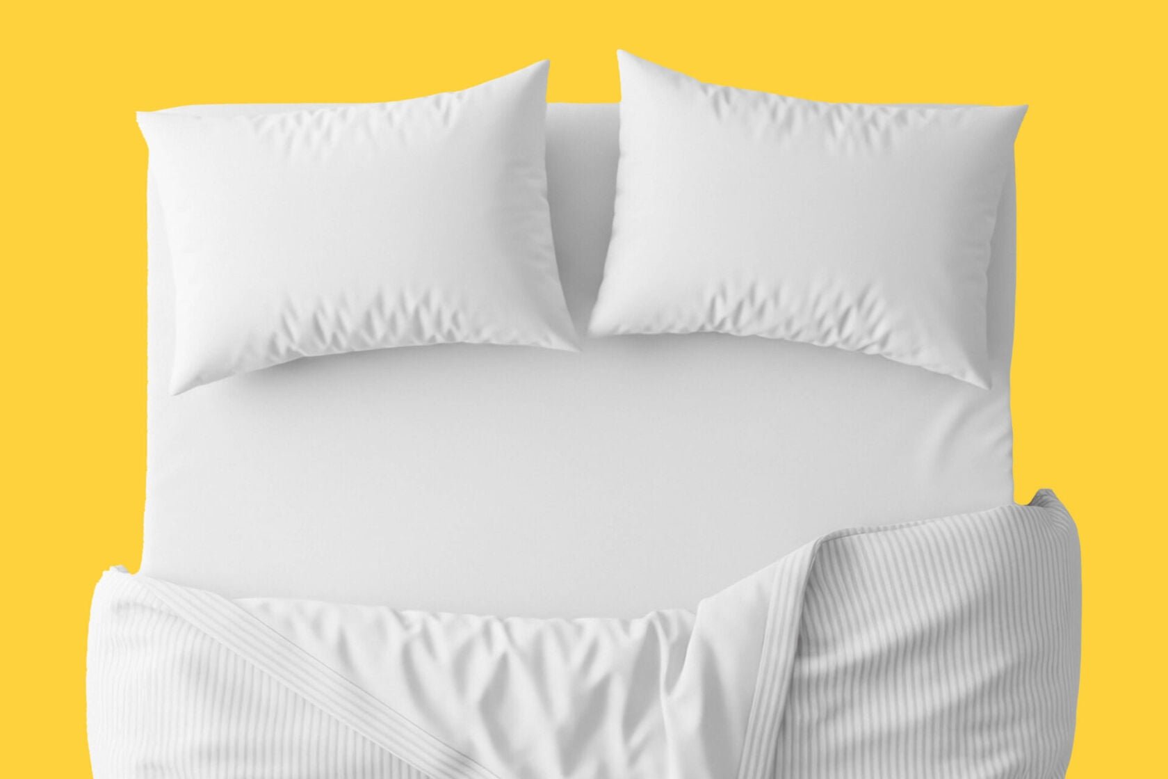 A bed with a yellow background