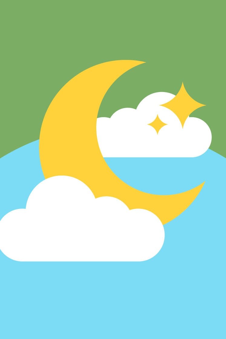 A moon and stars to symbolise sleep