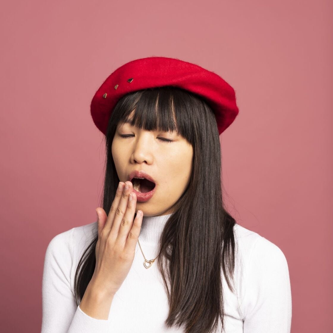 Woman yawning